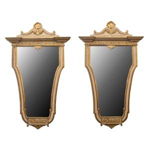 Pair Of 19th Century Shield-shaped Mirrors.