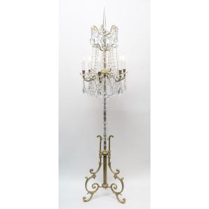 Large Louis XV Style Floor Lamp – Bronze & Crystal