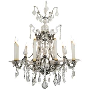 Italian Louis XVI Style Chandelier – Wrought Iron And Crystal
