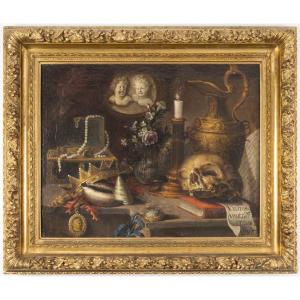 Simon Renard De Saint-andré (1614-1677 ) Vanity With Precious Objects Oil On Canvas 17th Century