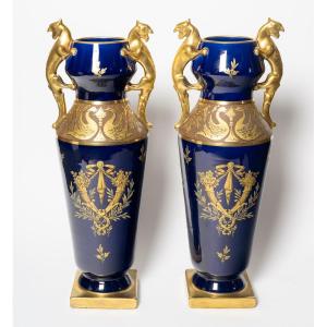 Large Pair Of Vases From The Tours Factory