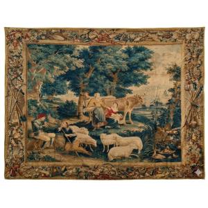 Large, Fine Tapestry Depicting A Pastoral Scene After David Teniers