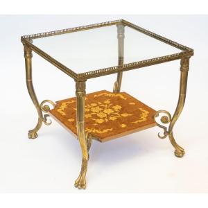 Bronze And Marquetry Coffee Table Or Square End Table