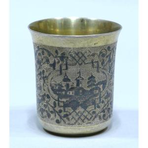 Russian Silver Gilt And Niello Timbale, Moscow 1867.