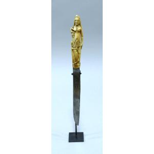 Ivory Knife Representing A Woman With Her Children Datable Around 1580
