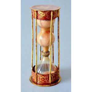 Hourglass In A Red And Gold Painted Metal Frame Datable Around 1720/1730