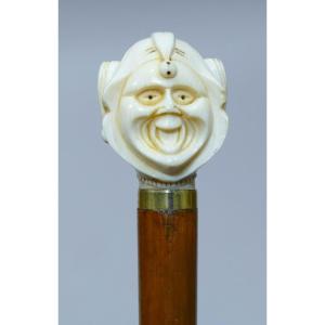 Collectible Cane With Ivory Handle Representing A King's Jester
