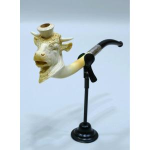 Meerschaum Cigarette Holder Representing The Head Of A Bull