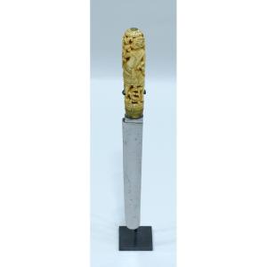 Knife With Ivory Handle Depicting The Monkey God Hanuman