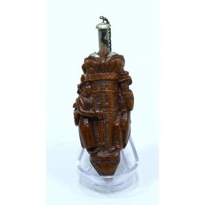 Corozo Snuffbox Depicting Two Men Dressed In Period Costume