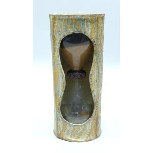 Mid-18th Century Cardboard Hourglass Covered With Hand-painted Paper