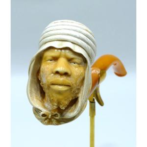 Meerschaum Pipe Representing A Tuareg From The Seita Museum Collection
