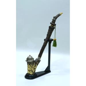 Antler Pipe Made At The Early 19th Century Representing The Battle Of Jena