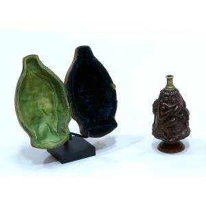 19th Century Corozo Erotic Secouette With Rare Original Case