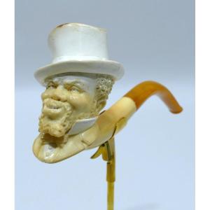 Double Wax Meerschaum Pipe Depicting An Elegant African Man