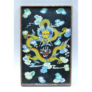 Opium Tray In Enamels Cloisonné In Decor Of The Dragon