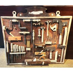 Whale Bone Tool Panel Made Around 1930 In The Azores