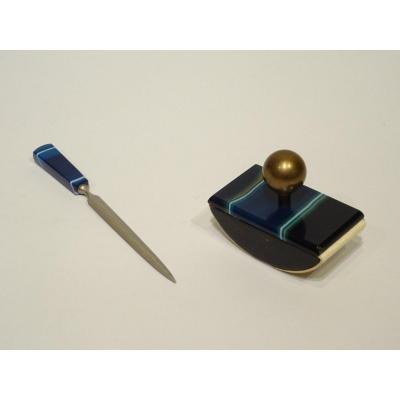 Blue Agate Pad / Letter Opener Set