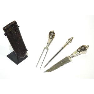 Hunting Set With Knife, Fork And Rifle - Germany Around 1700