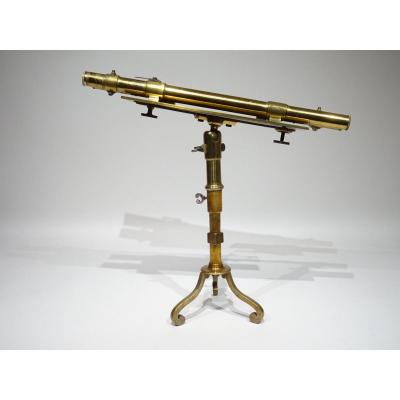 Inverted Double Optic Brass Level Signed Meurand Quai De L’horloge à Paris