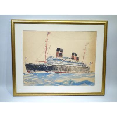Watercolor Representing Liberty Ex Europa By Edouard Lachèvre