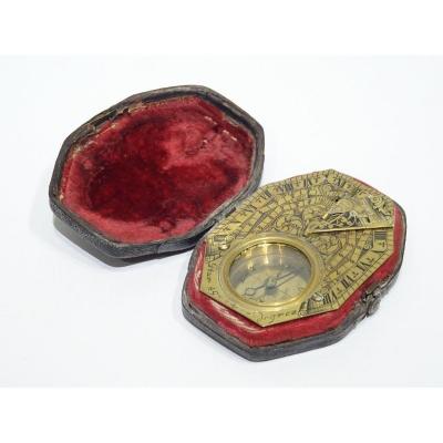 Sundial In Brass Signed Sautout l'Ainé In Paris Datable Around 1680