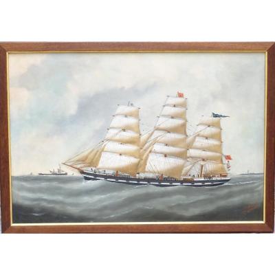 Oil On Canvas Signed Edouard Adam Fils Dunkerque Dated 1893