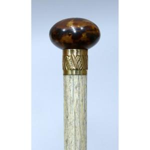 Sailor Cane In Tortoise Shell And Whale Bone - 19th Century