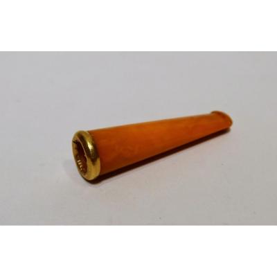 Cigarette Holder In Amber And Gold Datable Around 1910/1920