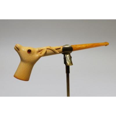 Meerschaum Cigarette Holder Representing A Deer By Vinche In Brussels