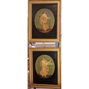 Pair Of Women Dressed In The Antique