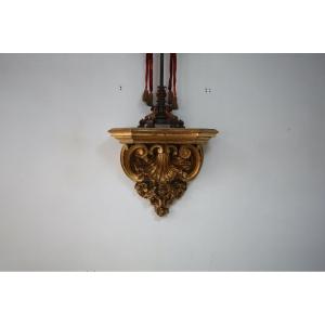 Large Wall Console In Golden Wood, Italian Work In The Baroque Style.