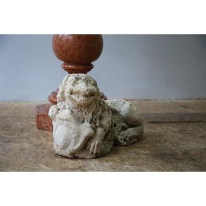 Lion Sculpted In Limestone, 15th Century.