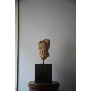 Large Carved Stone Fragment From The 15th Century. Fragment Of An Acephalous Body.