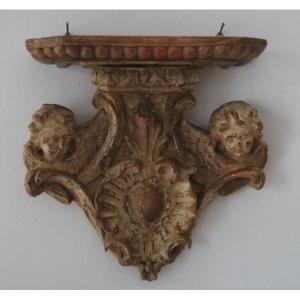  Finely Carved And Painted Walnut Wall Console, 18th Century.