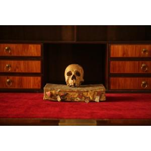 Vanity With Book, Memento Mori, Carved Wood, 17th Century