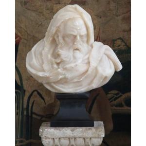 Allegorical Carved Alabaster Statue Representing Winter.
