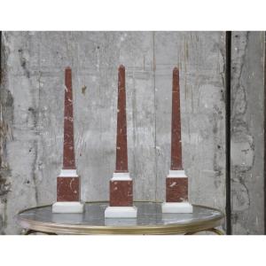 Suite Of Three Marble Obelisks, Italy, 20th Century