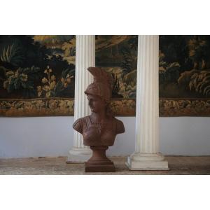 Important Cast Iron Bust Of Athena, 20th Century