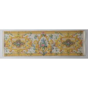 Strip Of 19th Century Birds And Flowers Wallpaper “gray And Gold Tone”