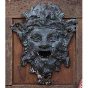 Bronze Fountain Mouth, 18th Century Style Faun Mascaron