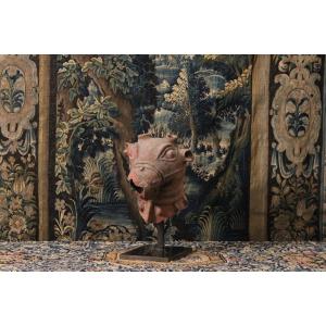 Antique Style Ox Head, Terracotta, 19th Century
