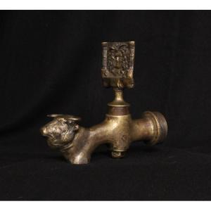 Zoomorphic Patinated Bronze Fountain Tap Or Spout, 20th Century