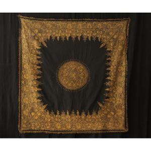  Tablecloth, Embroidery And Gold Thread Trimmings, 19th Century