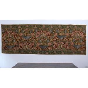 Needlepoint Tapestry, Floral Design Inhabited By Birds, England, Early 20th Century