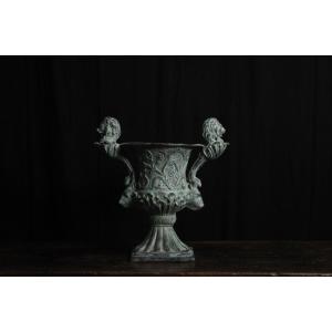 Large Medici Vase In Patinated Bronze, 20th Century, Decorated In The Antique Style