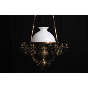 White Opaline Chandelier, 19th-20th Century