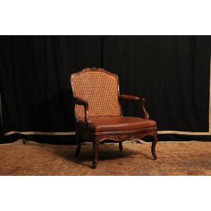 Regency Style Caned Beechwood Armchair, 19th Century