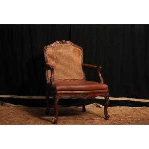 Regency Style Caned Beechwood Armchair, 19th Century