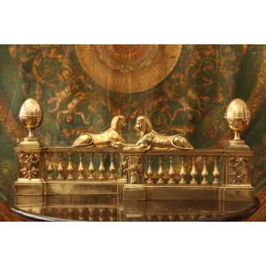 Pair Of Empire Period Gilt Bronze Andirons, 19th C.